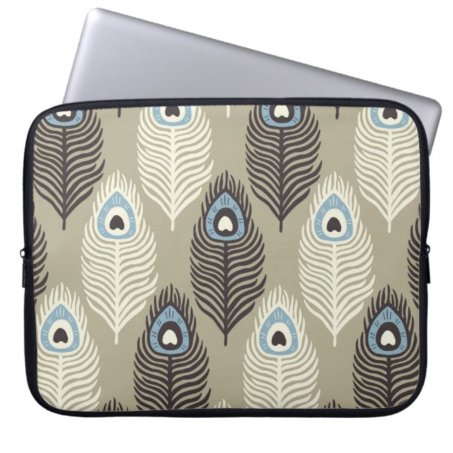 Peacock Fjäder mönster, vintage stil. Laptop Fodral (Framsidan)