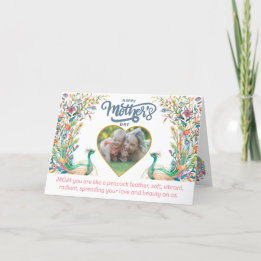 Peacock fjäder som mamma kärlek Mors dag Tack Kort