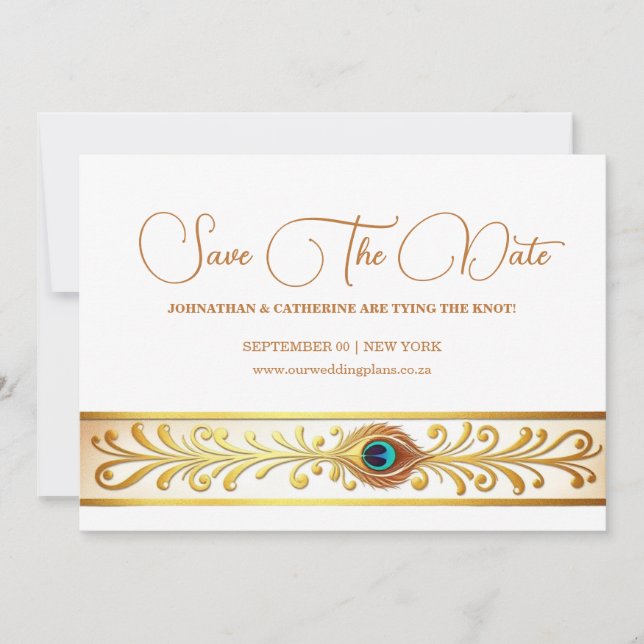 Peacock Fjäderfä bröllop blommande fågeltema spara Inbjudningar (Framsida)