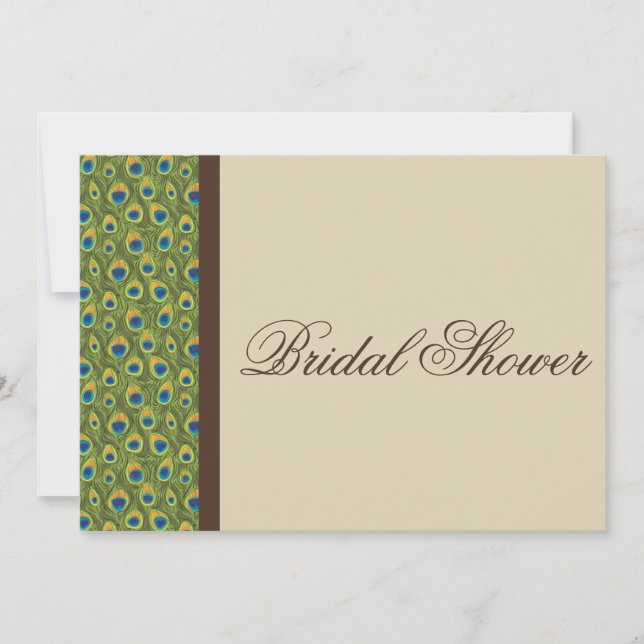 Peacock Fjädrar Modern Inbjudningskort för möhippa (Framsida)