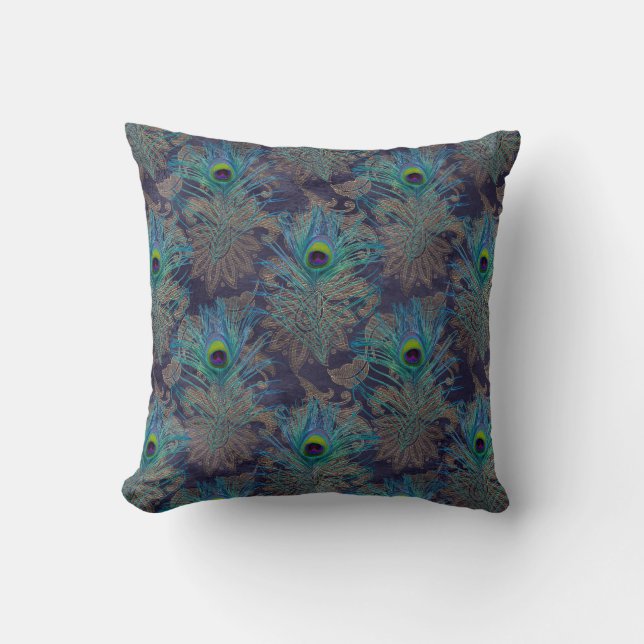 Peacock Fjädrar på Lilan Kudde (Framsida)