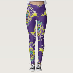 Peacock-fjädrar: vintagens sömlösa bakgrund. leggings