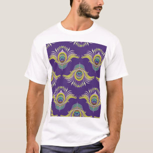 Peacock-fjädrar: vintagens sömlösa bakgrund. t shirt