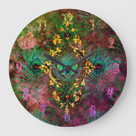 Peacock fjäther butterfly victorian elegant lila stor klocka