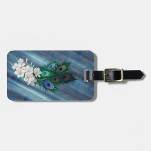 Peacock Fjäther & Emerald Grönt Metallic Silke Bagagebricka