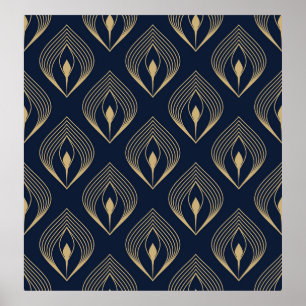 Peacock Fjäther ombre mönster ditzy blommigt motif Poster