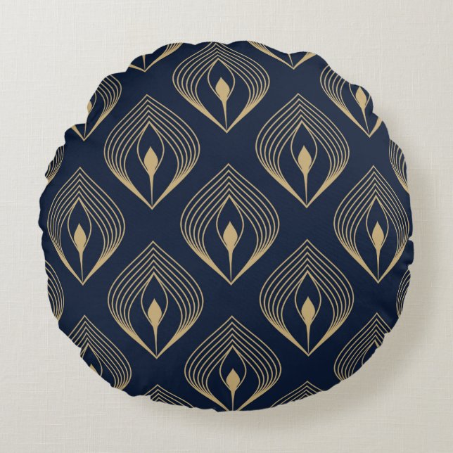 Peacock Fjäther ombre mönster ditzy blommigt motif Rund Kudde (Framsidan)