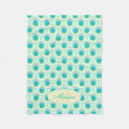 Peacock Fjäther oval mönster aqua namnfilt Fleecefilt