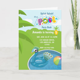 Peacock Floatie Bassäng Födelsedagsfest Inbjudan