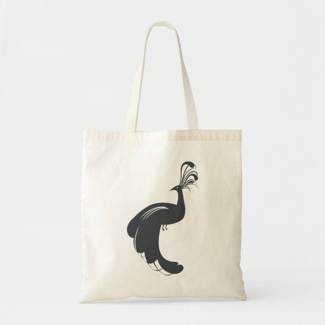 PEACOCK FLOURISH in MIDNIGHT Lightweight Tote Tygkasse (Framsidan)