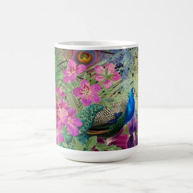 Peacock Flowers and Music Kaffemugg (Center)