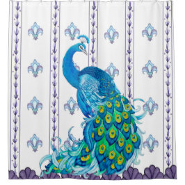 Peacock Fluer-de-Lis Shower Curtain