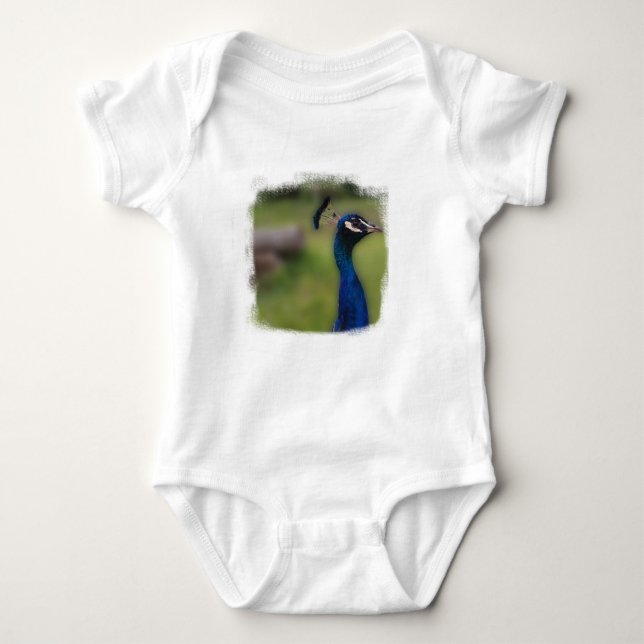 Peacock-fotot Baby Jersey Bodydress, White Tee Shirt (Framsida)