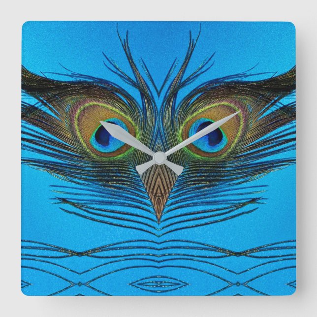 Peacock Fyrkantig Klocka (Framsida)