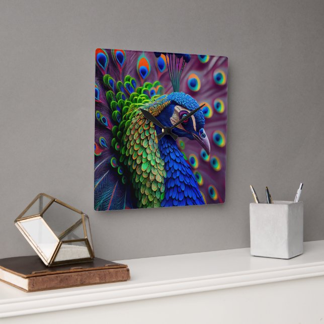 Peacock Fyrkantig Klocka (Kontor)