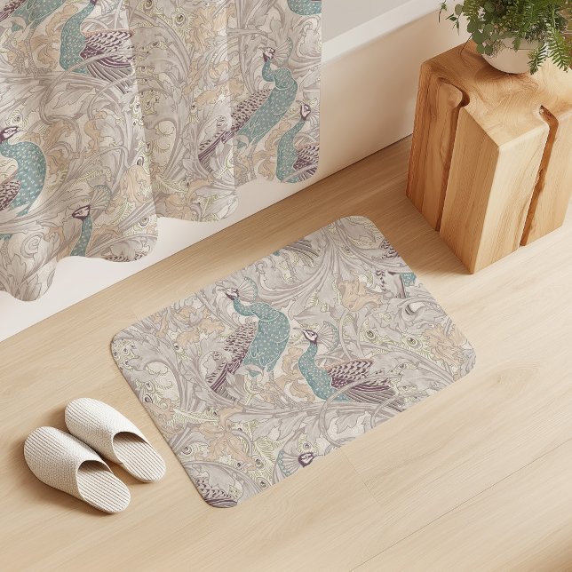 Peacock Garden in Beige Mauve Pink Duck Egg Blue Badrumsmatta (Skapare uppladdad)