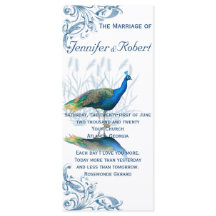 Peacock Garden in Blue and White Bröllopsprogram