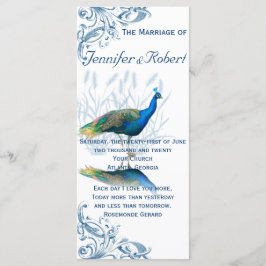 Peacock Garden in Blue and White Bröllopsprogram Program