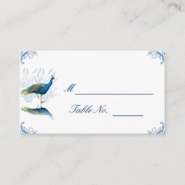 Peacock Garden in Blue and White Place Card Placeringskort