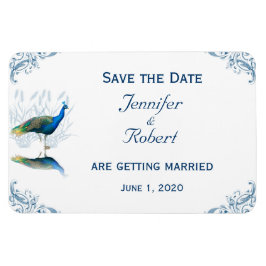 Peacock Garden in Blue and White Save Date Magnet