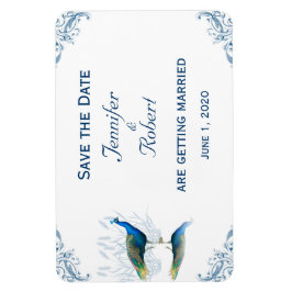 Peacock Garden in Blue and White Save Date Magnet