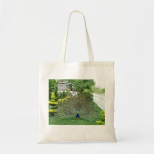 Peacock Garden Photo Budget Tote Tygkasse