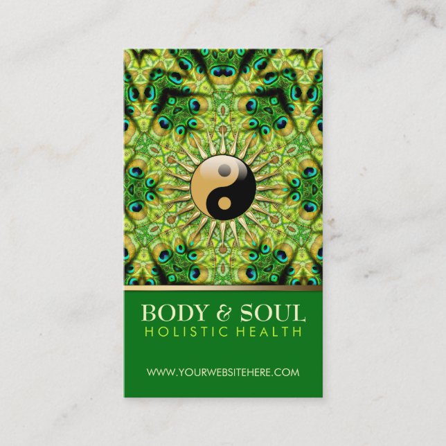 Peacock Geometry YinYang NewAge-Affärskort Visitkort (Framsida)