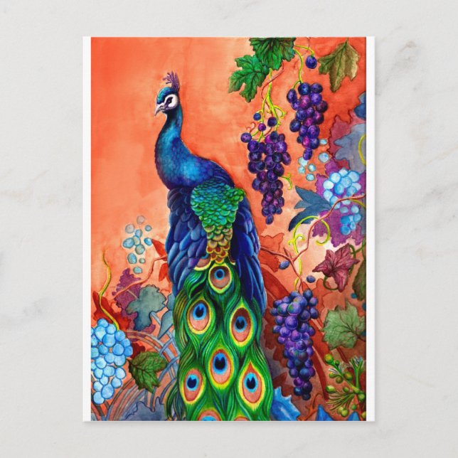 Peacock Grape Artwork Vykort (Framsida)
