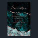 Peacock Grönt Ro Guld Agate Marble Bröllop Menu Poster<br><div class="desc">Rik Peacock Teal Grönt & Elegant Ro Faux Foil Watercolor Agate Gilded Geode Design,  med Modern och Script typsnitt. Luxuriöst Trendig och Chic Bröllop Middag Menu Poster! ~ Kolla min butik för att se hela bröllop-svit för den här designen!</div>