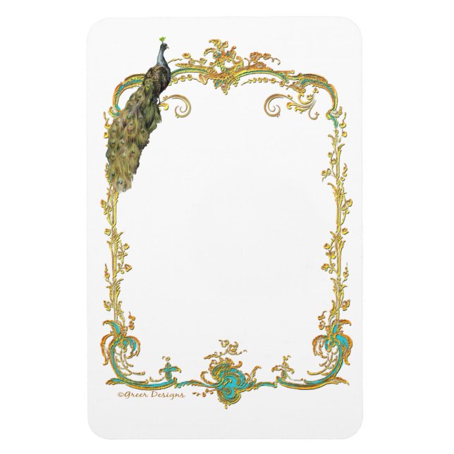 Peacock & Guld Fiigree Ram Magnet (Vertikal)