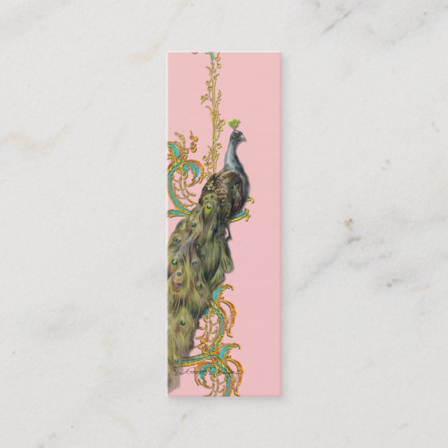 Peacock Guld Filigree Business/Profile Card Mini Visitkort (Framsida)