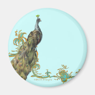 Peacock & Guld Filigree Magnet
