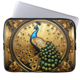 Peacock guld och svart prydnadsdjur ram laptop fodral