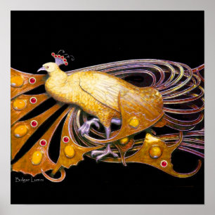 PEACOCK,gult röd lila svart Poster