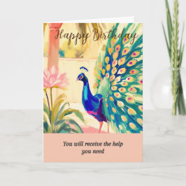 peacock happy birthday kort
