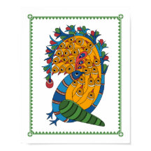 Peacock Harmony: Madhubani Art Poster