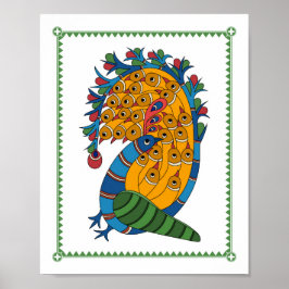 Peacock Harmony: Madhubani Art Poster