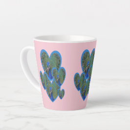 Peacock Hearts Mönster Cust. BC Rosa Latte Mugg