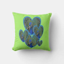 Peacock Hearts Mönster Dekorativ kudde