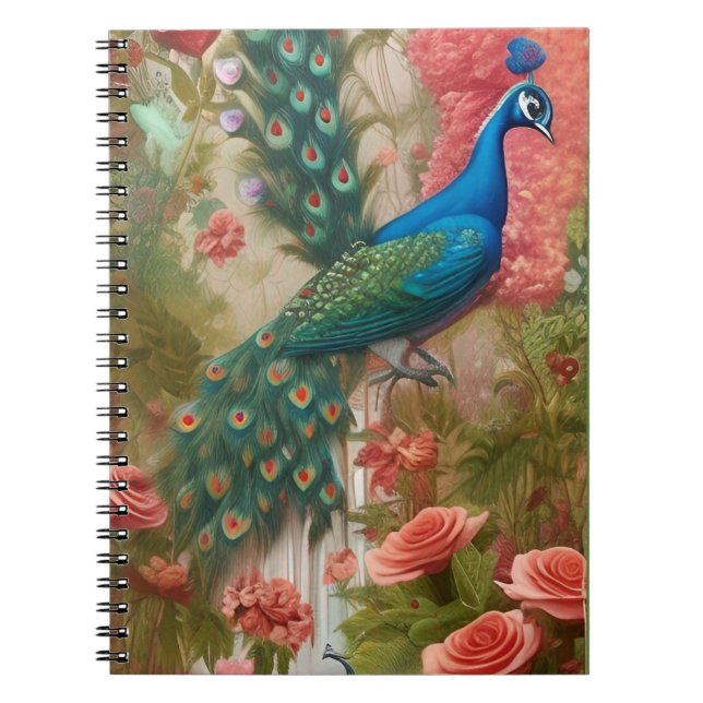 Peacock i Apricot Ro Garden Anteckningsbok (Framsidan)