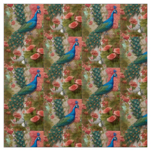 Peacock i Apricot Ro Garden Tyg
