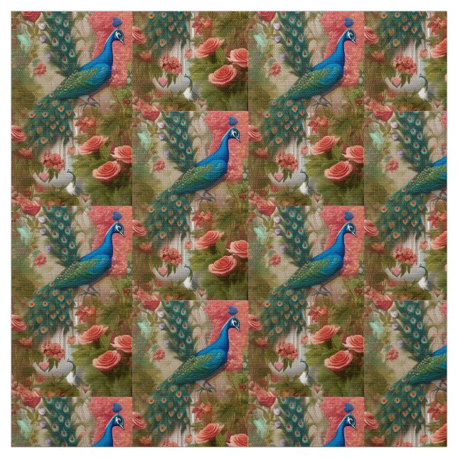 Peacock i Apricot Ro Garden Tyg (Provkarta)