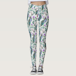 Peacock i Blommar Träd Leggings