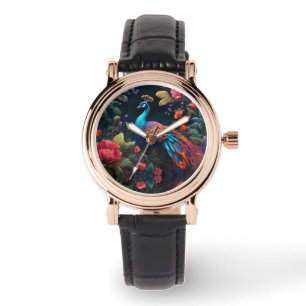 Peacock i en färgfull Ro Garden Armbandsur