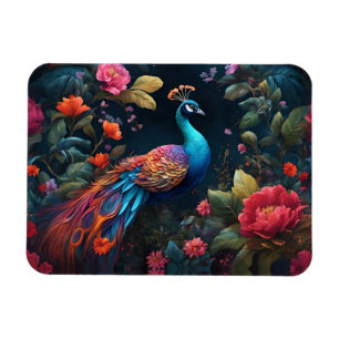 Peacock i en färgfull Ro Garden Magnet