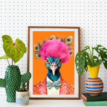 Peacock i Funky Kostym Animal Mode Art