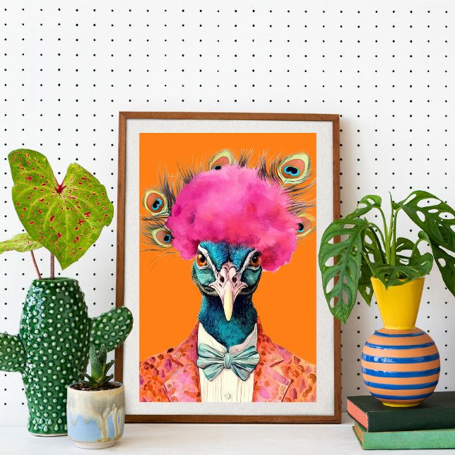Peacock i Funky Kostym Animal Mode Art Poster (Skapare uppladdad)