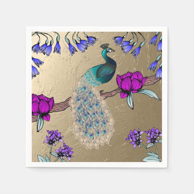Peacock i Guld Pappersservett (Framsidan)