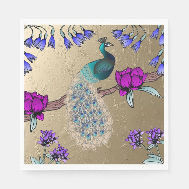 Peacock i Guld Pappersservett (Framsidan)