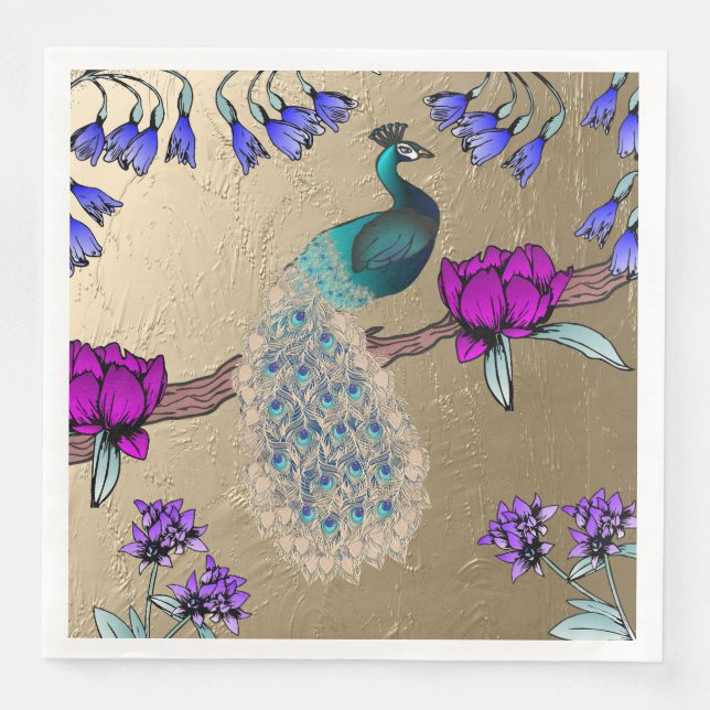 Peacock i Guld Pappersservett (Framsida)